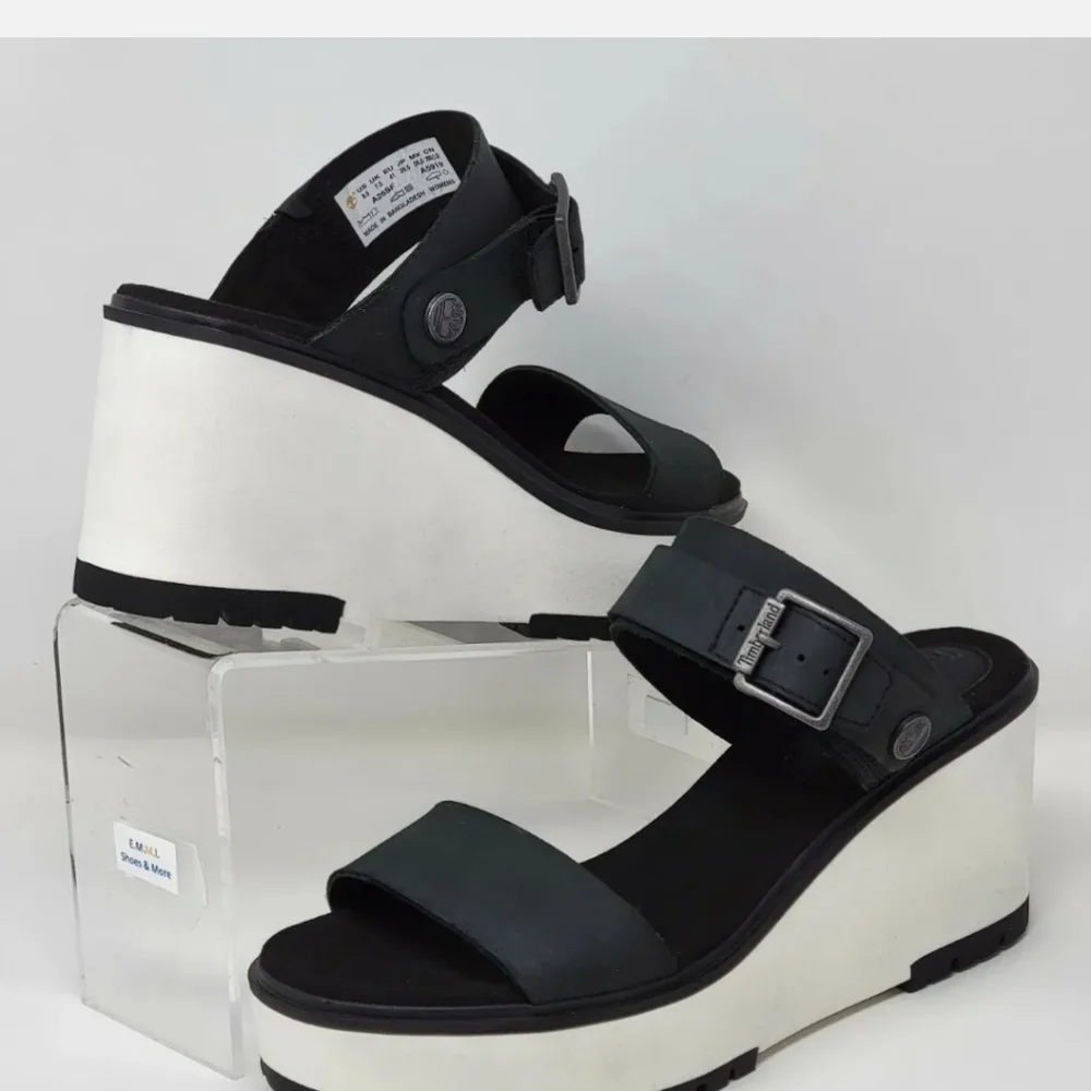 Timberland Women's Koralyn Black & White Sandals Size 9.5 A26SF New